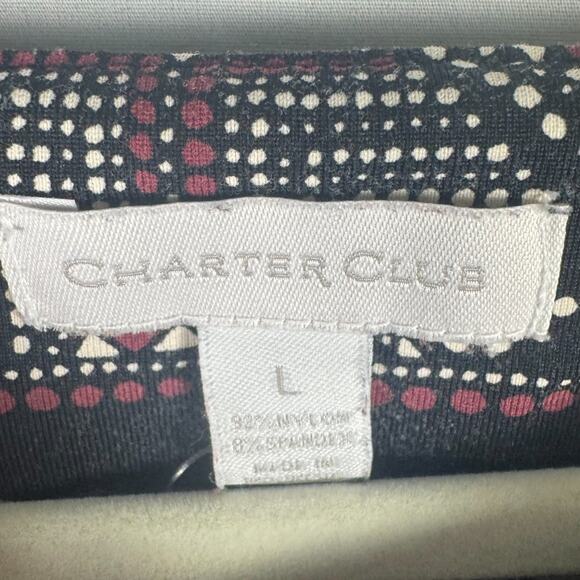 Charter Club Stretchy Red Paisley Print Blouse Large, Button Details at Shoulder - Picture 2 of 5